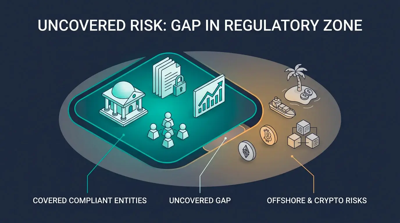 Diagram showing GamStop covering UK-licensed sites while offshore and crypto sites remain reachable