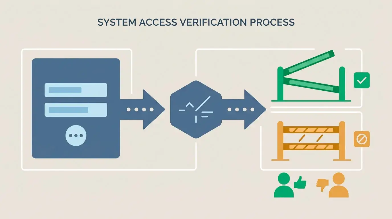 Diagram-style illustration of a login being checked against a self-exclusion database before access is granted