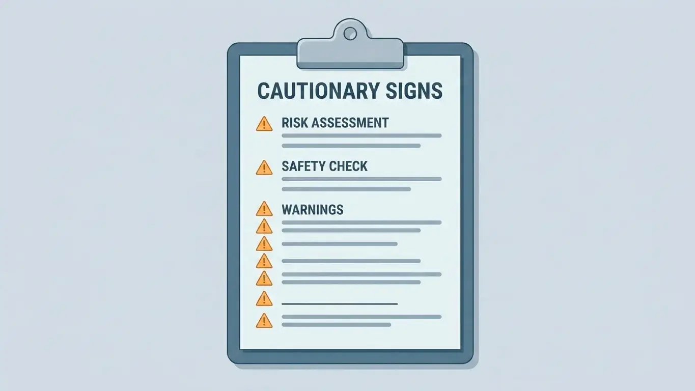 A checklist with warning markers representing the red flags to watch at offshore casinos