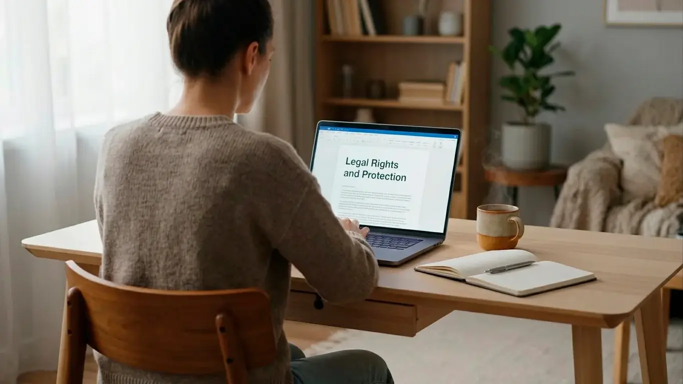 A person at a laptop reviewing the legal position of a UK player using an offshore casino
