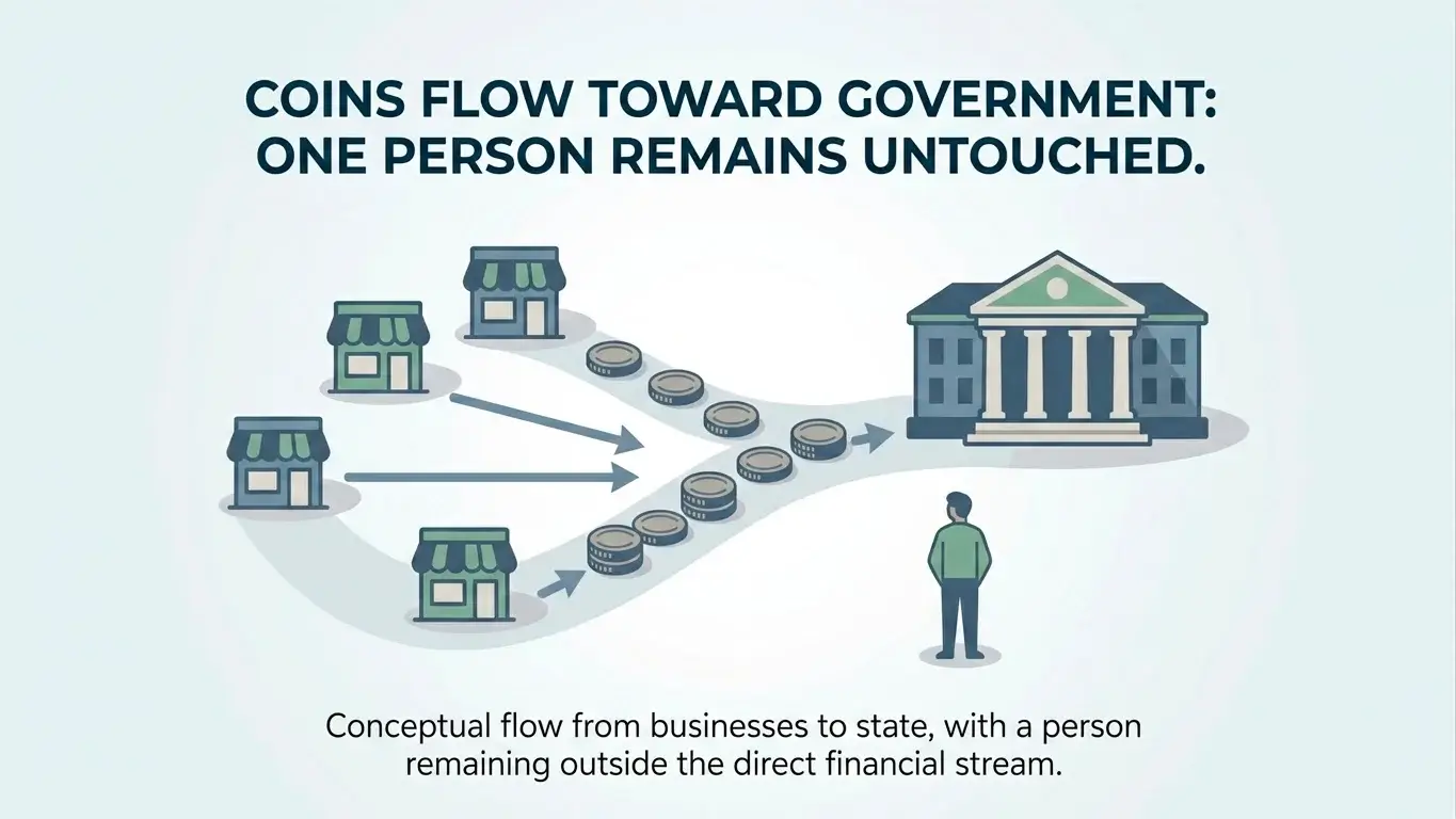 Illustration showing tax flowing from operators rather than players in the UK system