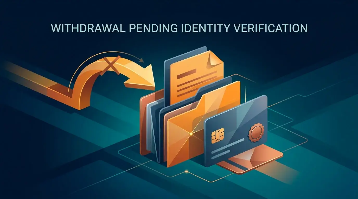 Illustration of a withdrawal request paused pending identity verification documents